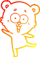 warm gradient line drawing of a laughing teddy  bear cartoon