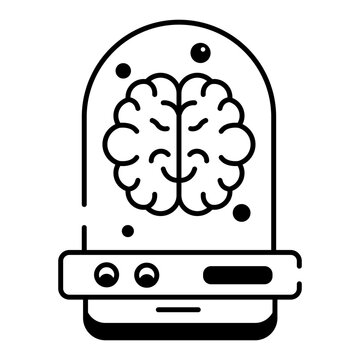 Trendy outline icon depicting preserved brain 
