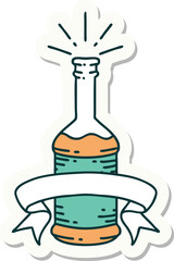 sticker of a tattoo style beer bottle