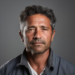 Latin American business man portrait, serious middle age person closeup