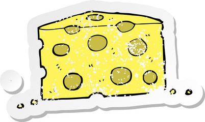 retro distressed sticker of a cartoon cheese