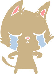 crying flat color style cartoon cat