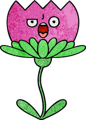 retro grunge texture cartoon of a flower
