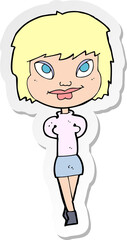sticker of a cartoon happy woman
