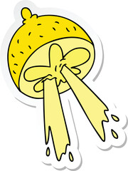 sticker of a quirky hand drawn cartoon lemon