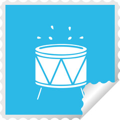 square peeling sticker cartoon of a drum