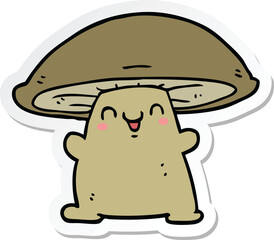 sticker of a cartoon mushroom character