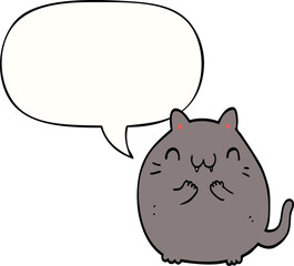 happy cartoon cat with speech bubble