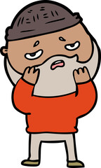 Fototapeta premium cartoon worried man with beard