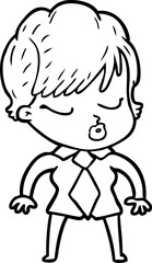cartoon woman with eyes shut