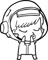 shy cartoon pretty astronaut girl