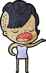 cartoon cool hipster girl talking