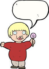 cartoon fat child with speech bubble