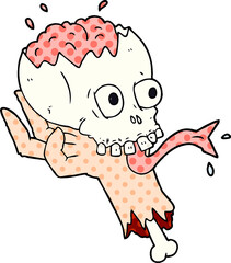 cartoon halloween skull in zombie hand