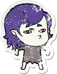 distressed sticker of a cartoon vampire girl