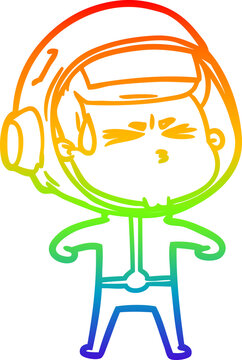 recommend clip art: rainbow gradient line drawing of a cartoon stressed astronaut
