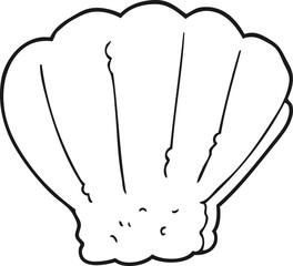 freehand drawn black and white cartoon shell