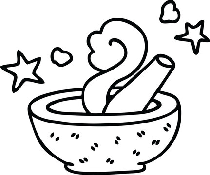 recommend clip art: line drawing quirky cartoon magic pestle and mortar