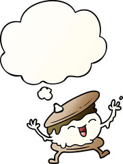 smore cartoon with thought bubble in smooth gradient style