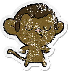 distressed sticker of a cartoon monkey