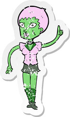 retro distressed sticker of a cartoon halloween girl
