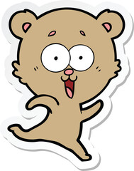 sticker of a laughing teddy  bear cartoon