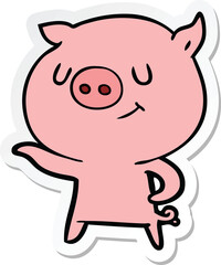sticker of a happy cartoon pig