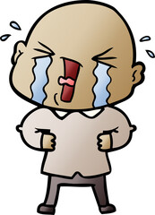 cartoon crying bald man