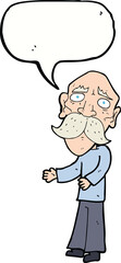 cartoon lonely old man with speech bubble