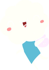 cute flat color style cartoon cloud head creature