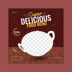 Vector food social media promotion banner post design template