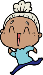 cartoon happy old lady