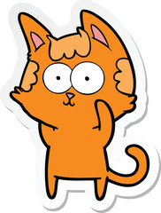 sticker of a happy cartoon cat