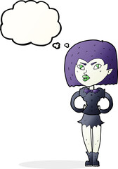cartoon vampire girl with thought bubble