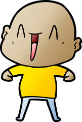 happy cartoon bald man