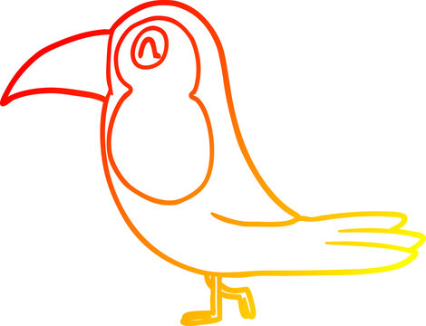 recommend clip art: warm gradient line drawing of a cartoon toucan