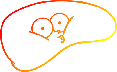 warm gradient line drawing of a cartoon liver