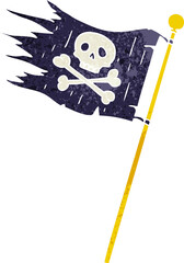 hand drawn retro cartoon doodle of a pirates flag