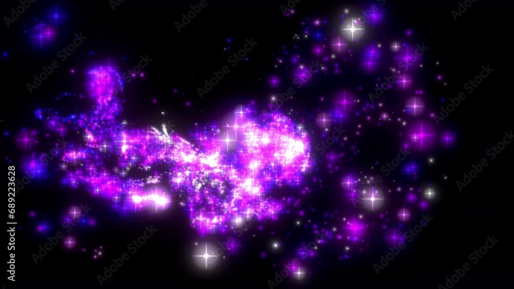 Poster fluid colorful star shape particle flow pattern.