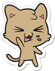 sticker of a cartoon hissing cat