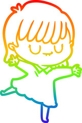 rainbow gradient line drawing of a cartoon woman