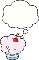 cartoon cupcake with thought bubble