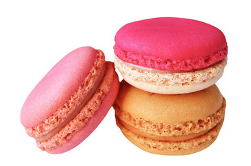 Delectable Pastel Colored Macaron Pastries isolated on transparent backdrop, PNG file