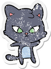 distressed sticker of a cute cartoon cat