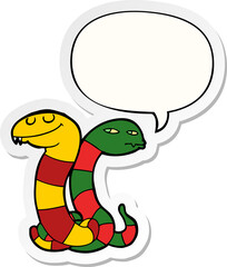 cartoon snakes with speech bubble sticker