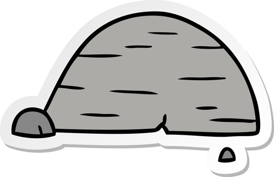 hand drawn sticker cartoon doodle of grey stone boulder