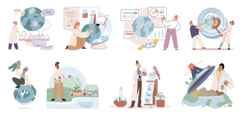 Laboratory research. Vector illustration. Researching in lab requires multidisciplinary approach and expertise in various fields The laboratory research concept provides structured framework