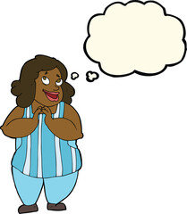 cartoon happy cook with thought bubble