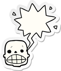 cartoon skull with speech bubble sticker
