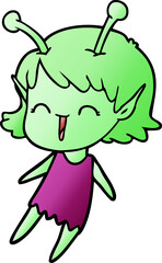 cartoon alien girl laughing